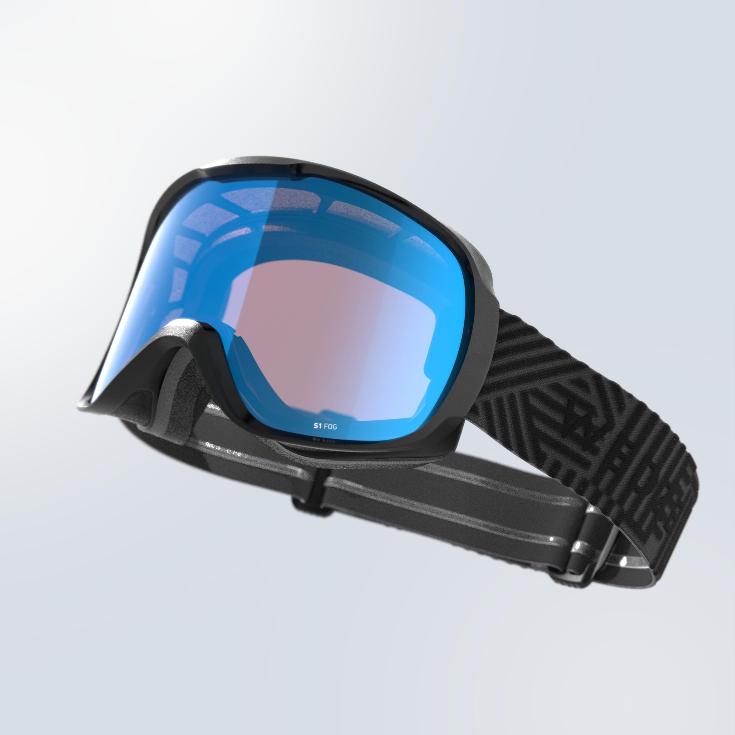 KIDS’ AND ADULT SKIING AND SNOWBOARDING GOGGLES BAD WEATHER - G 500 S1 - BLACK 1/4