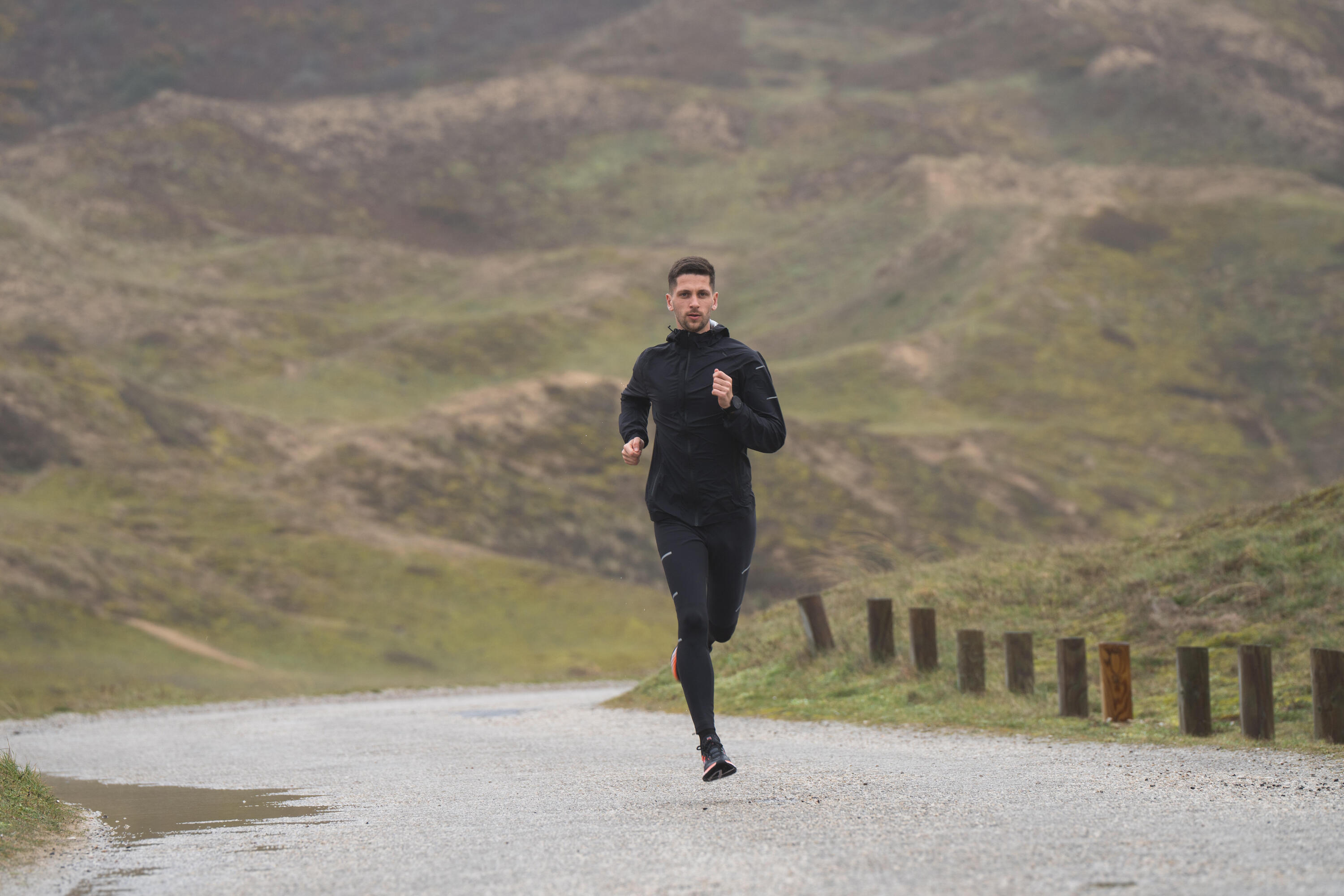Leggings idrorepellenti running uomo RUN WARM & RAIN neri 15/17