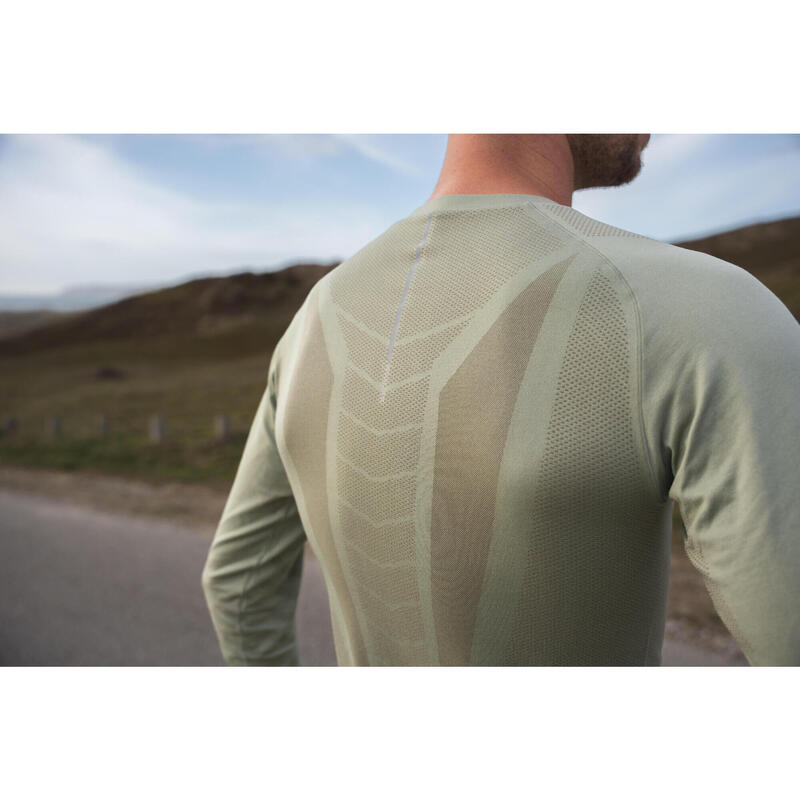 Maglia manica lunga running uomo ENDURANCE SKIN verde militare