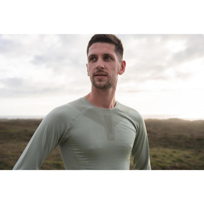 MEN'S LONG-SLEEVED WINTER RUNNING T-SHIRT - KHAKI