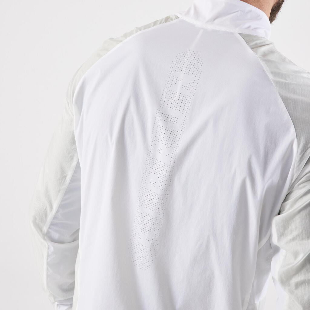 Pánska vetruvzdorná bunda Kiprun Wind Jacket na beh biela