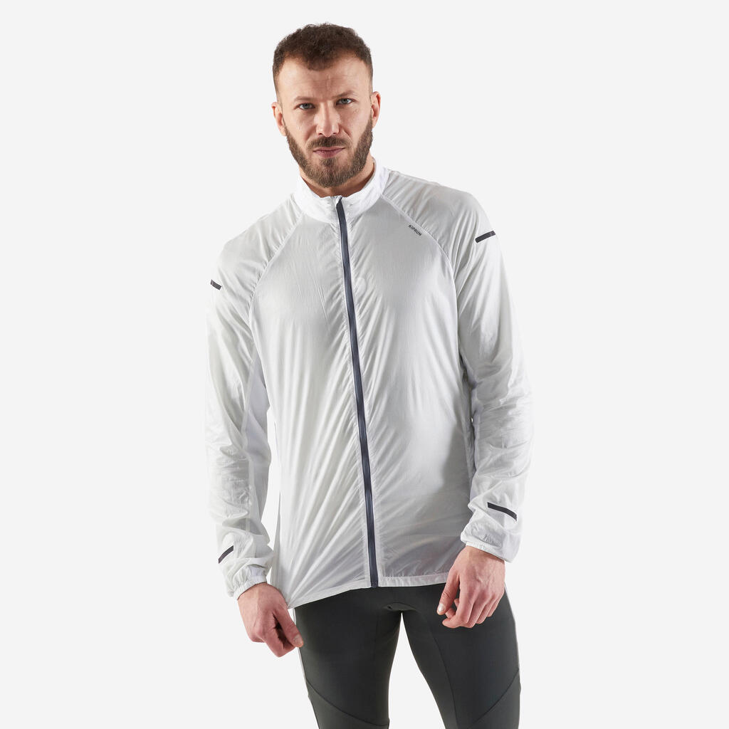 Pánska vetruvzdorná bunda Kiprun Wind Jacket na beh biela