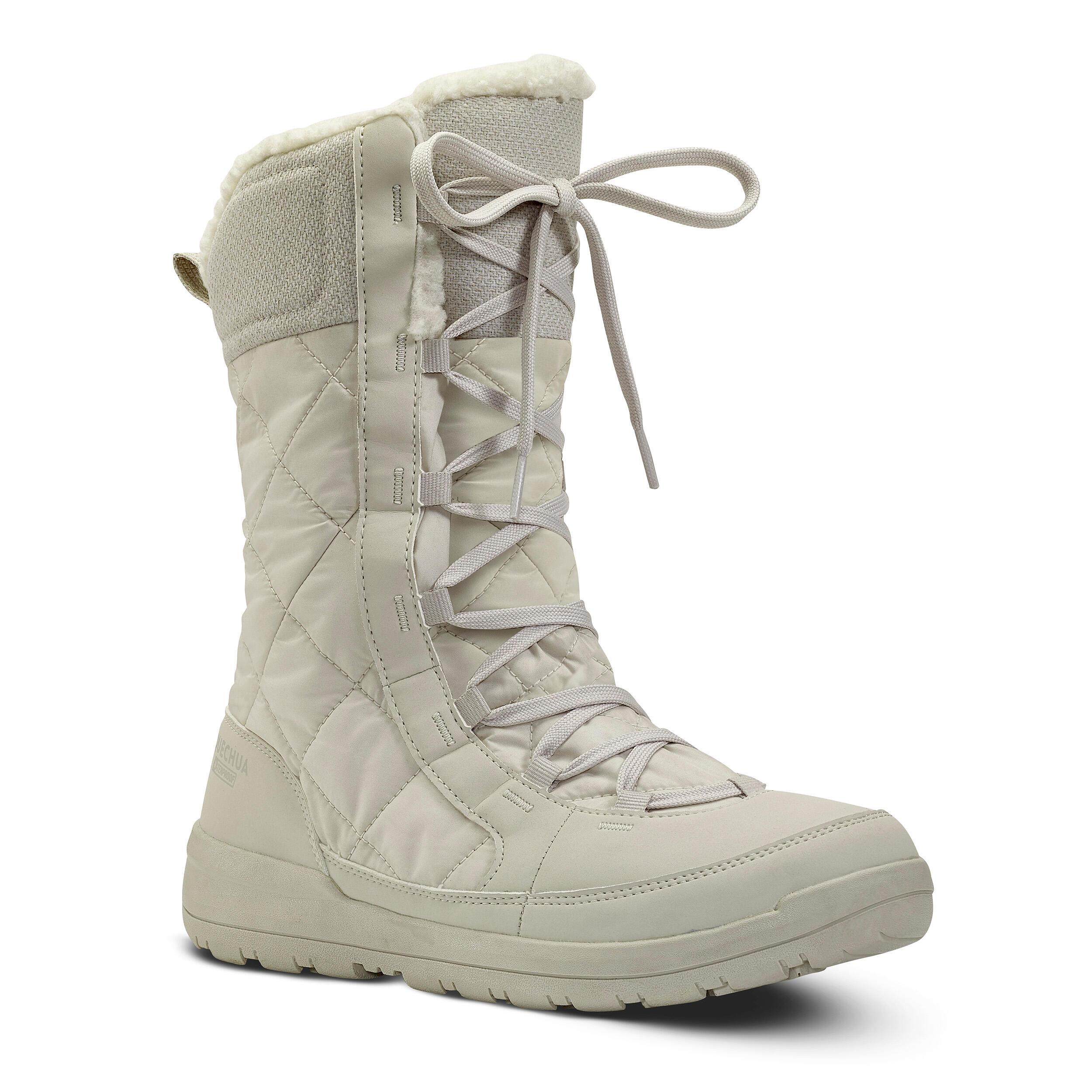 Botas de nieve altas, cálidas e impermeables beige para mujer NH500 10/17