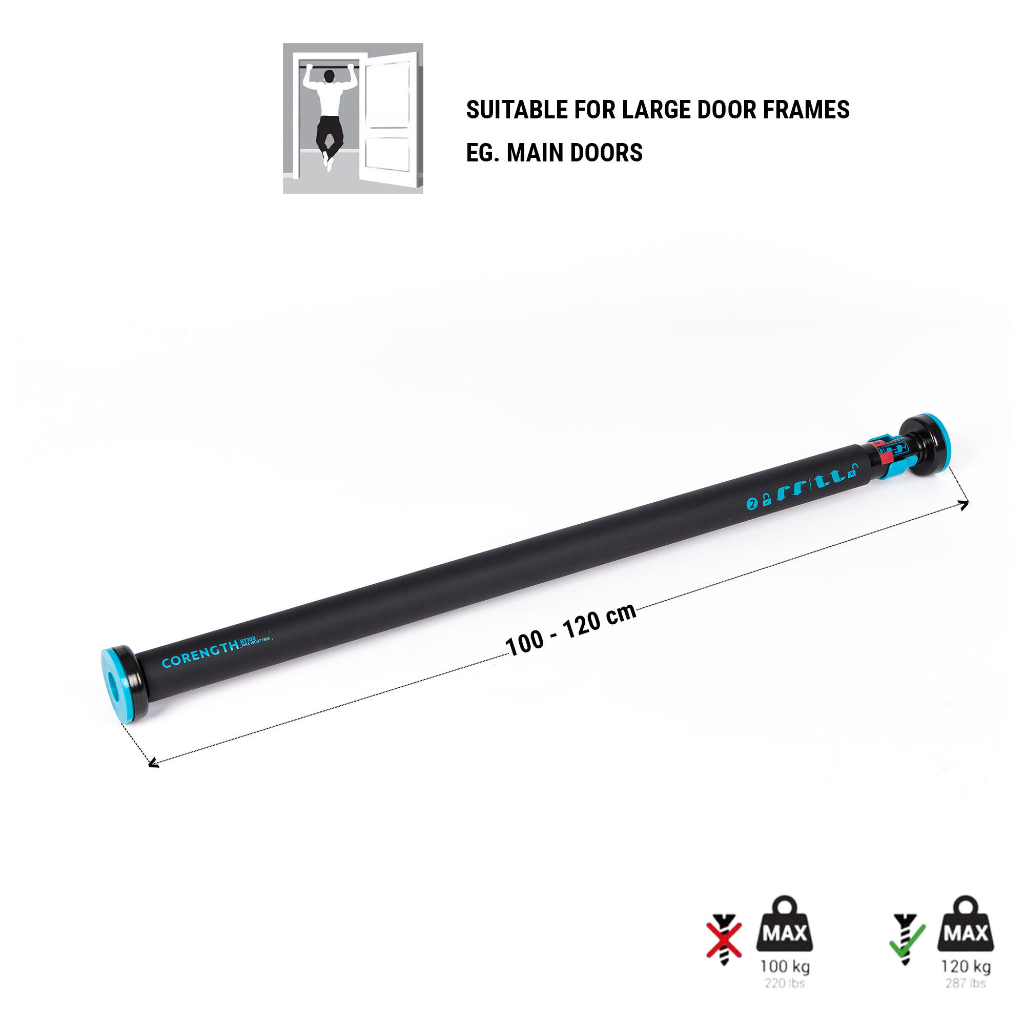 Door Lockable Pull Up Bar 100 Cm Black Blue