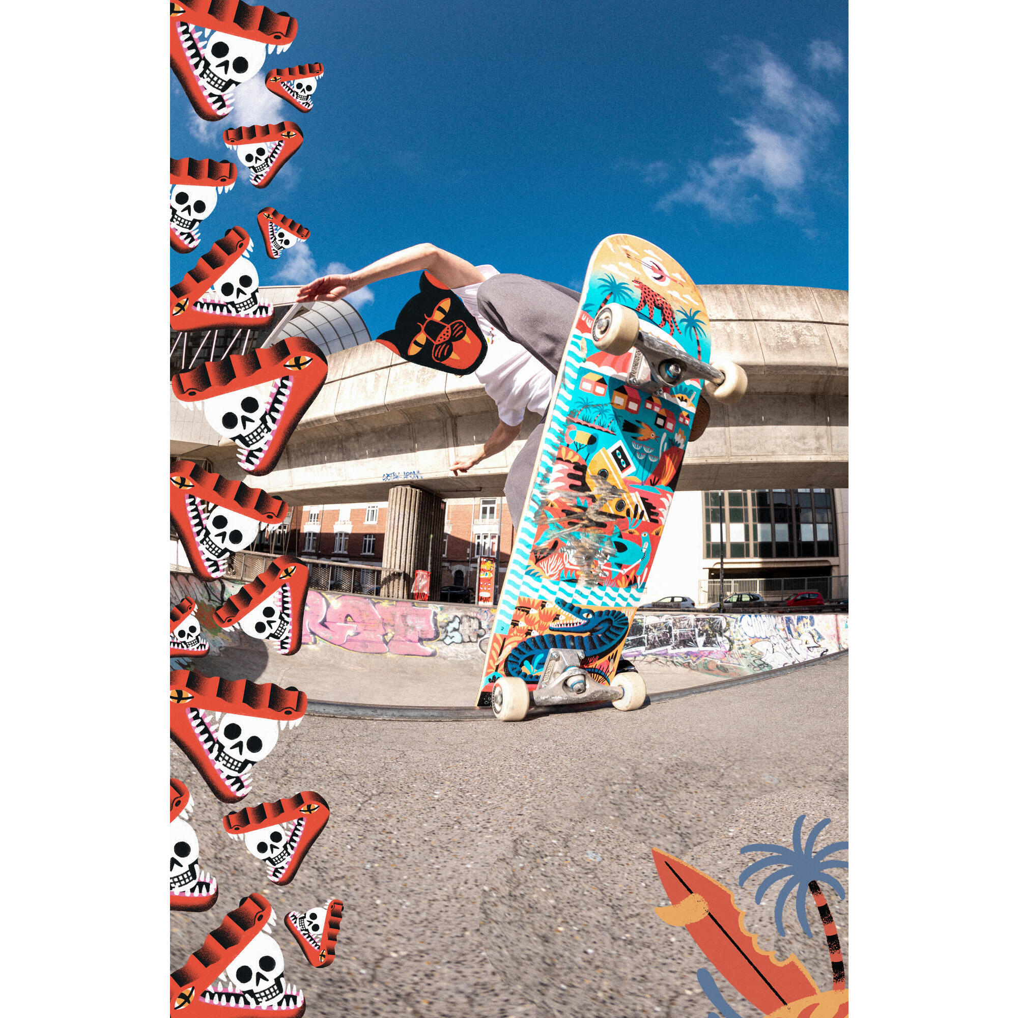 SKATEBOARD GHIACCIOLO MAPLE DK500 TAGLIA 8.25". PROGETTO GRAFICO DI LOIC LUSNIA