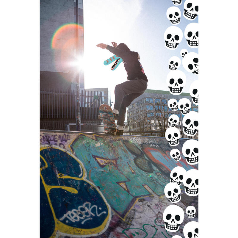 PLANCHE DE SKATE ERABLE DK500 POPSICLE TAILLE 8,25". GRAPHISME PAR LOIC LUSNIA