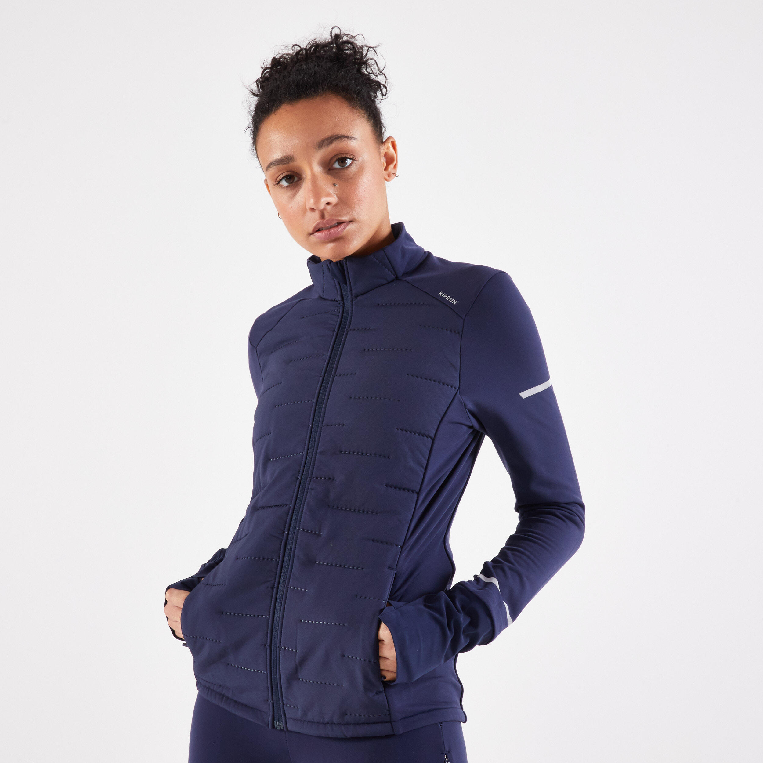 KIPRUN Chaqueta running Mujer Kiprun Warm azul oscuro