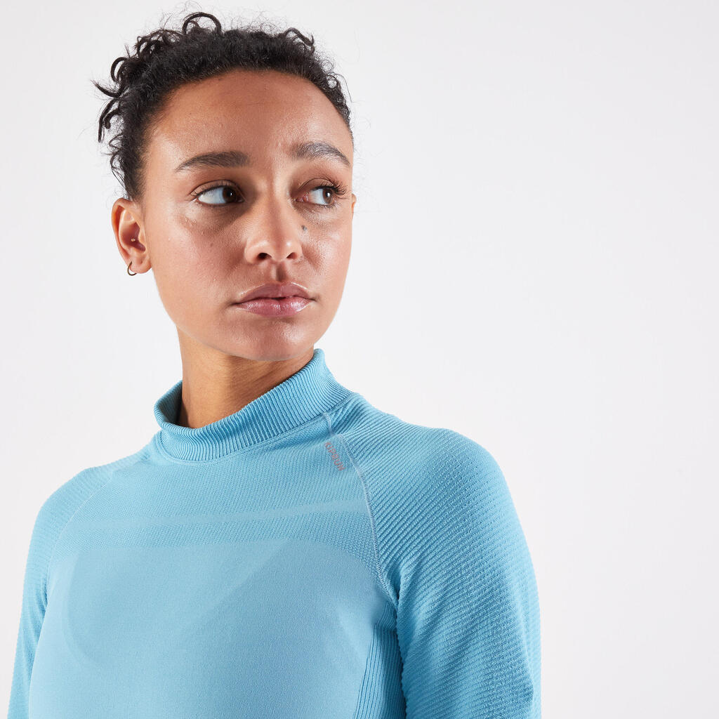 WOMEN'S KIPRUN SKINCARE SEAMLESS LONG-SLEEVED RUNNING T-SHIRT - CORAL