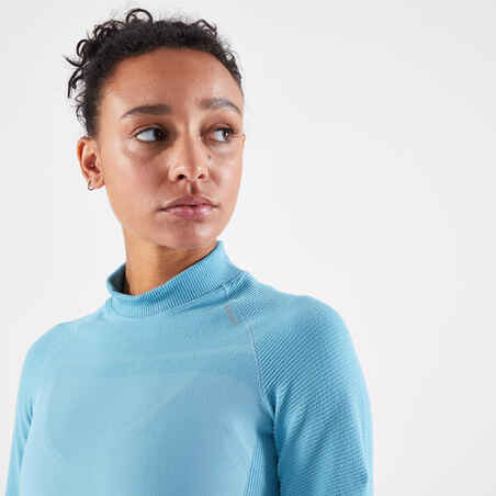 Moteriški bėgimo besiūliai marškinėliai ilgomis rankovėmis „Kiprun Skincare“