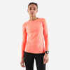 Women's Running Breathable Long-Sleeved T-Shirt - Kiprun Skincare Light Coral