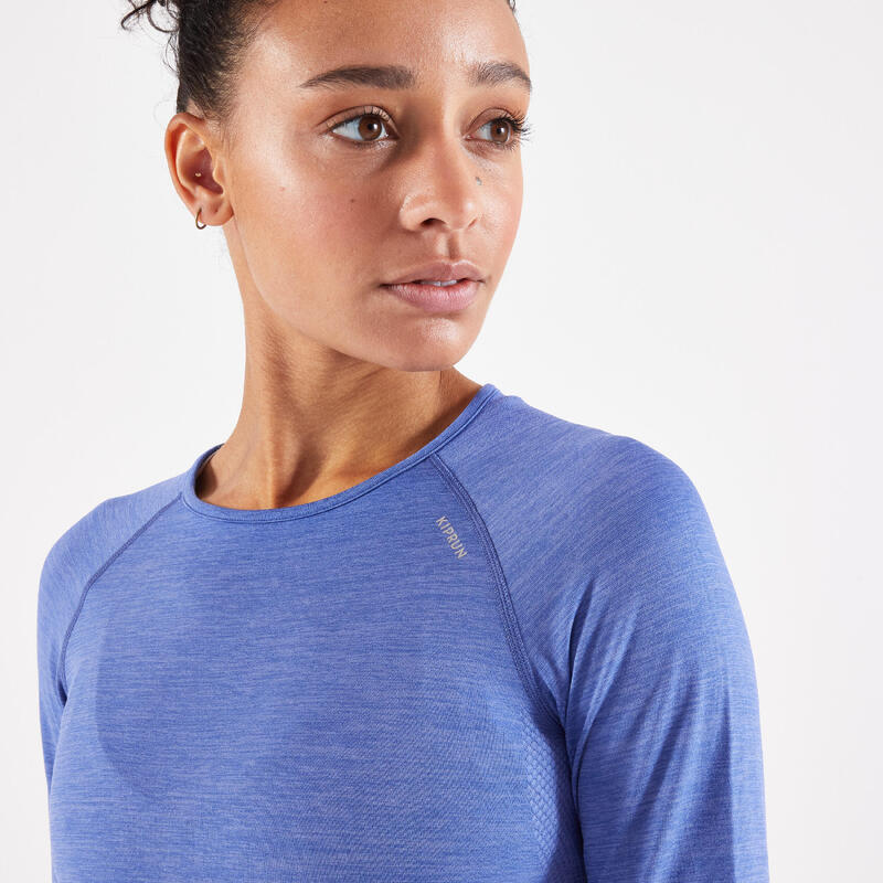 CAMISOLA RESPIRÁVEL DE CORRIDA KIPRUN SKINCARE LIGHT MULHER AZUL/LARANJA