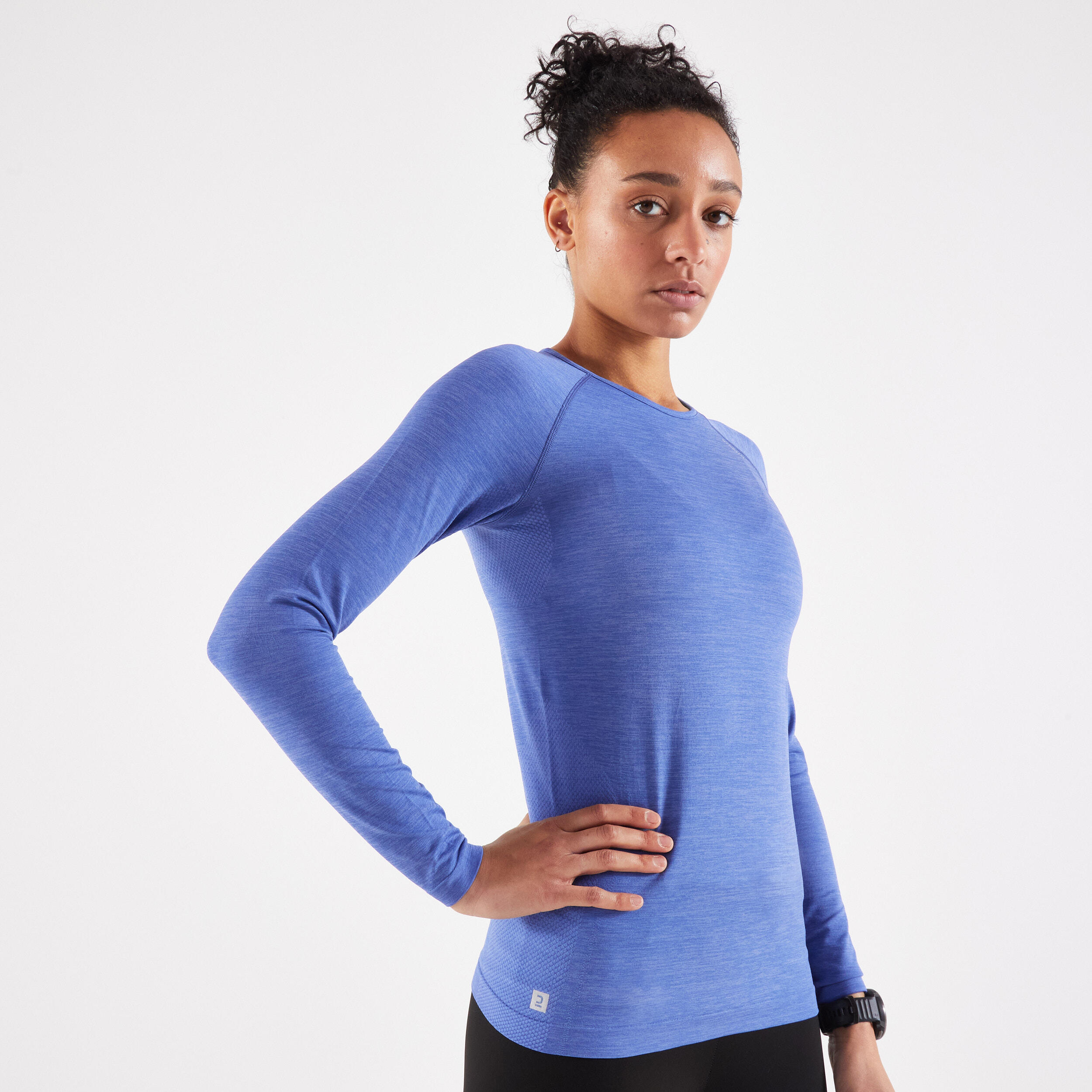 WOMEN'S KIPRUN SKINCARE LONG-SLEEVED T-SHIRT - LIGHT BLUE ORANGE 6/7