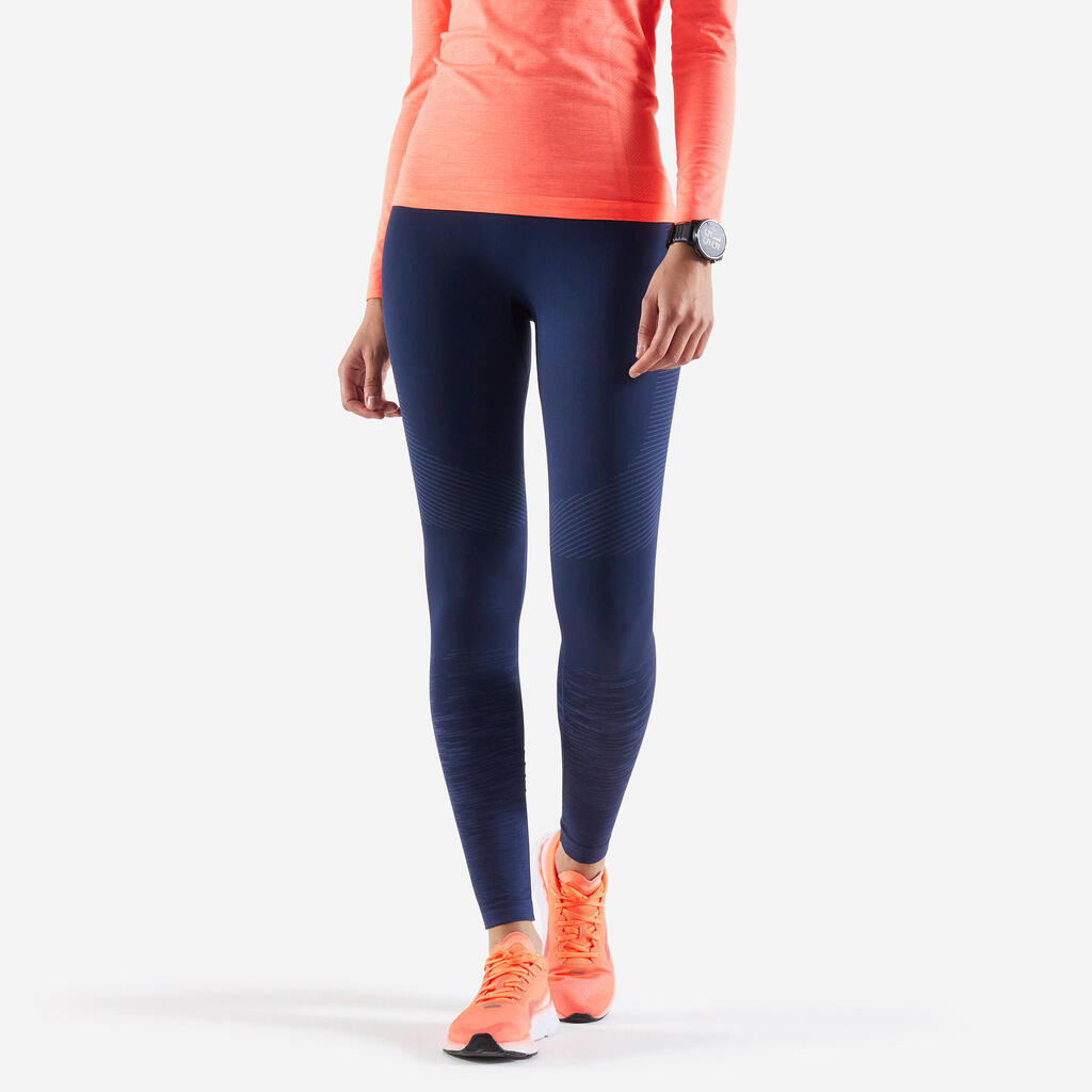 WOMEN'S KIPRUN CARE SEAMLESS RUNNING TIGHTS - DARK BLUE 