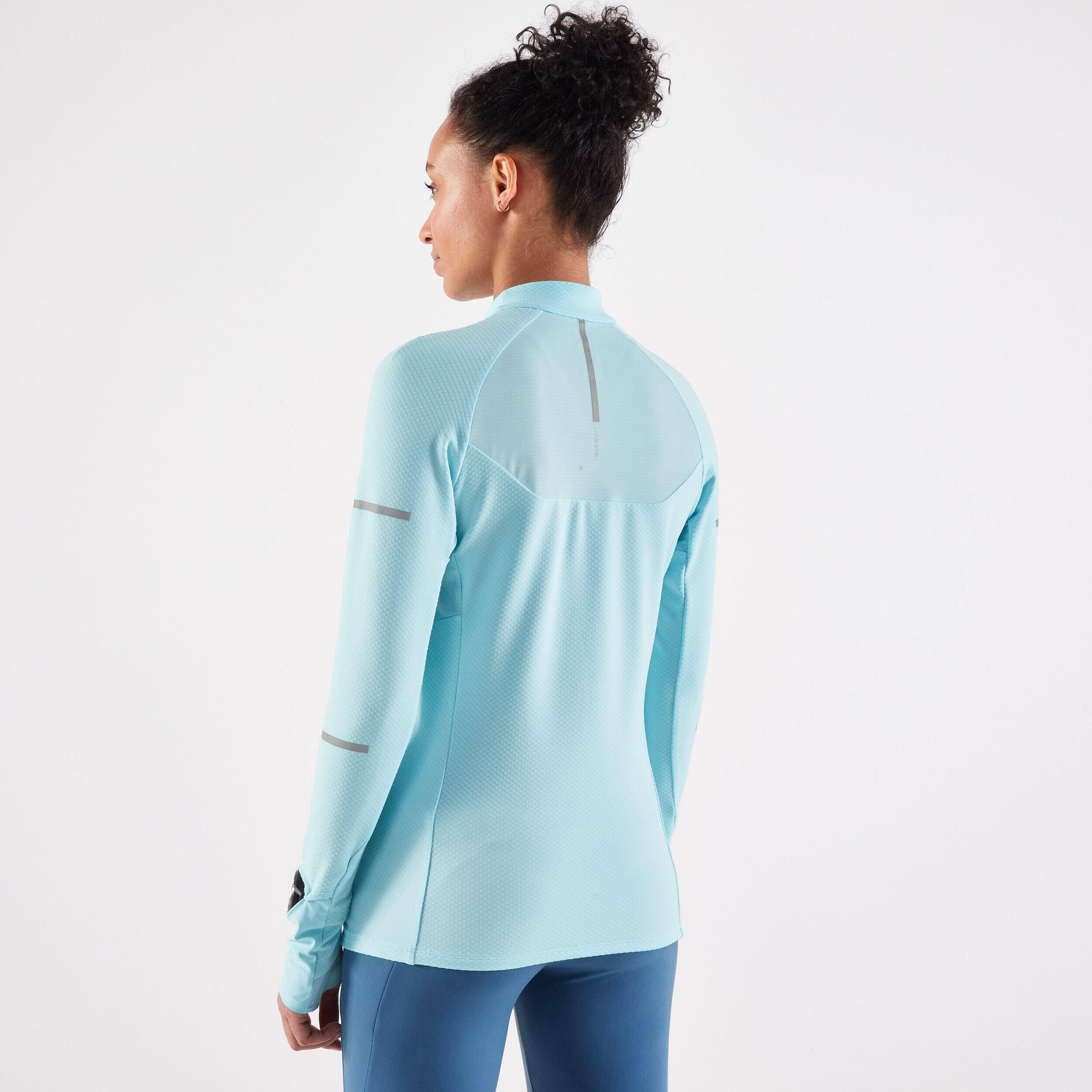 KIPRUN Run 500 Warm Women's Running Long-Sleeved T-Shirt 1/2 Zip - Sky blue -  2