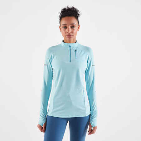 Majica dugih rukava za trčanje Kiprun Warm Light ženska plava