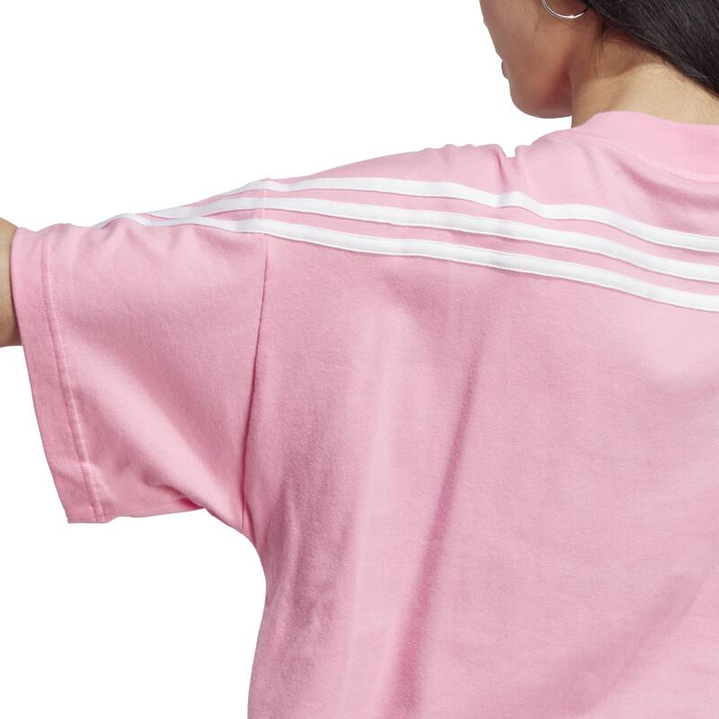 T-shirt donna fitness ADIDAS crop top cotone rosa