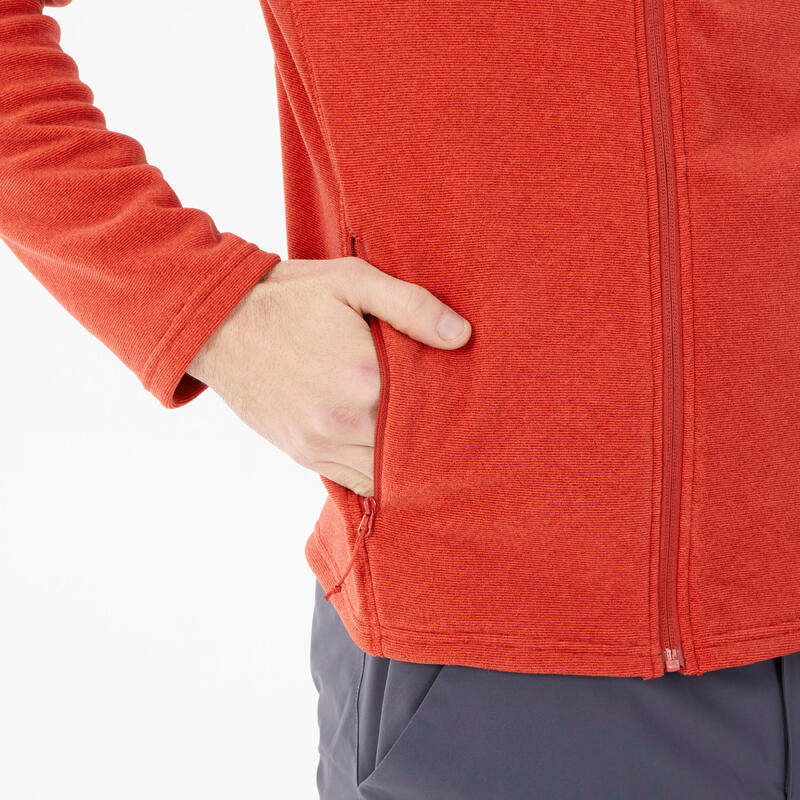 Polaire de randonnée montagne homme, MH100 full zip rouge