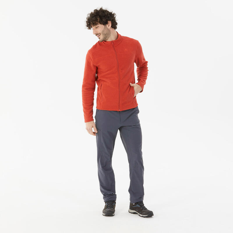 Polaire de randonnée montagne homme, MH100 full zip rouge