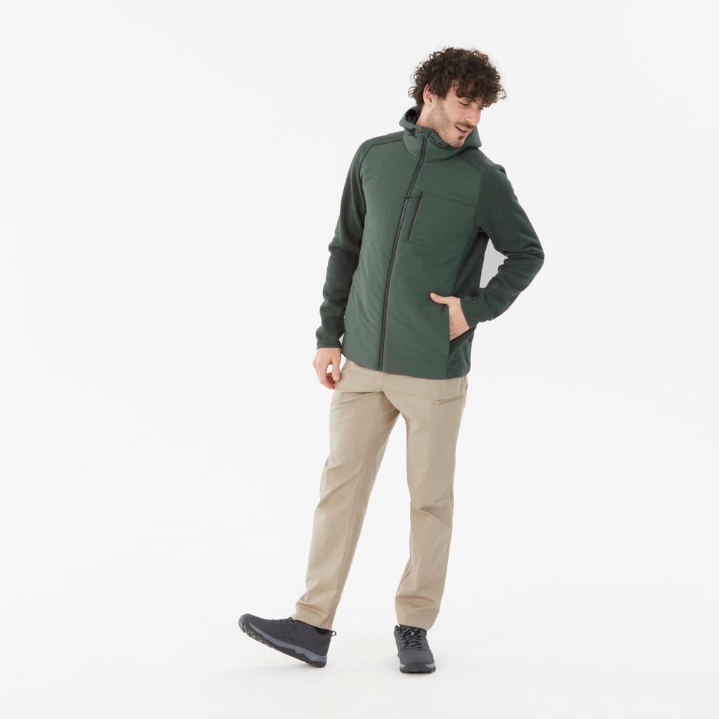 Sweatshirt de randonnée homme, NH500 Hybride vert