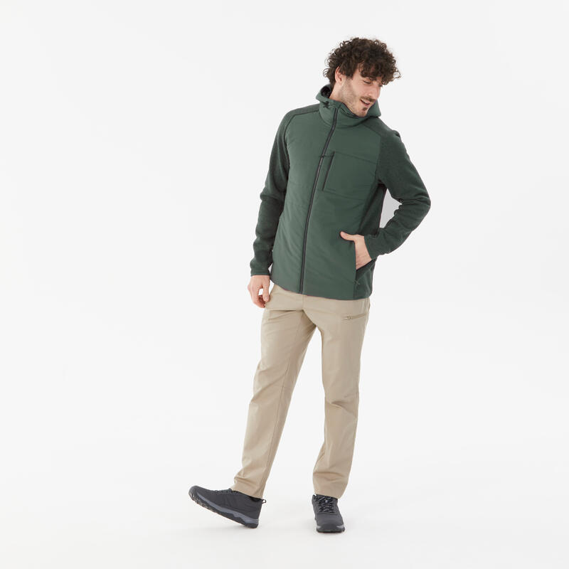 Sweatshirt de randonnée homme, NH500 Hybride vert