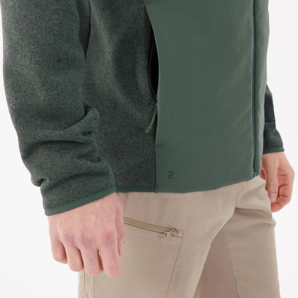Sweatshirt de randonnée homme, NH500 Hybride vert