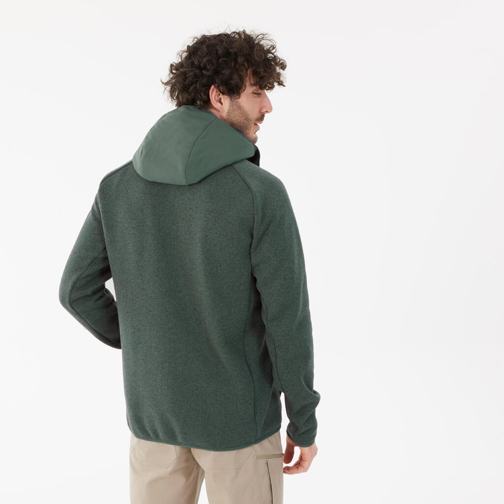 Sweatshirt de randonnée homme, NH500 Hybride vert