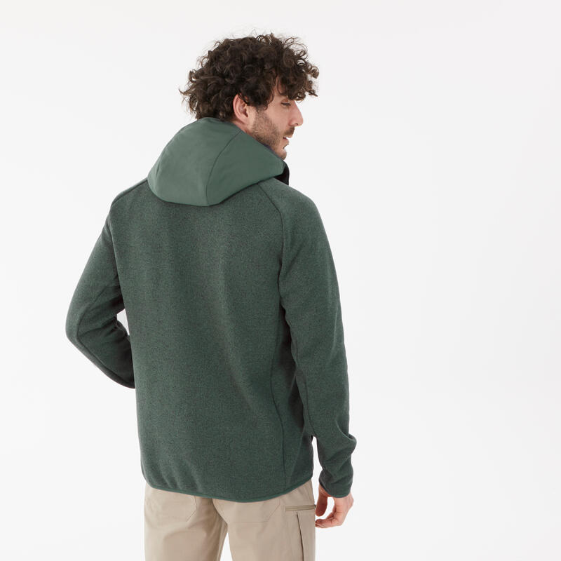 Sweatshirt de randonnée homme, NH500 Hybride vert