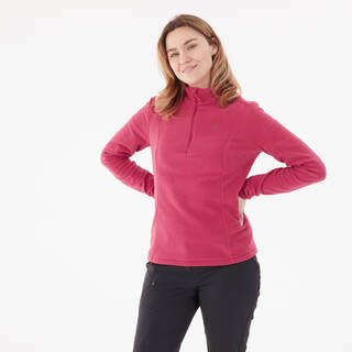 Women’s mountain hiking fleece jacket, MH100 Half Zip - Pink