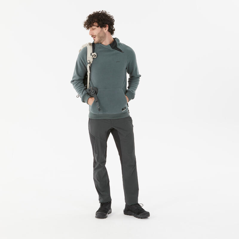 Fleece sweater voor wandelen MH100 met capuchon groen