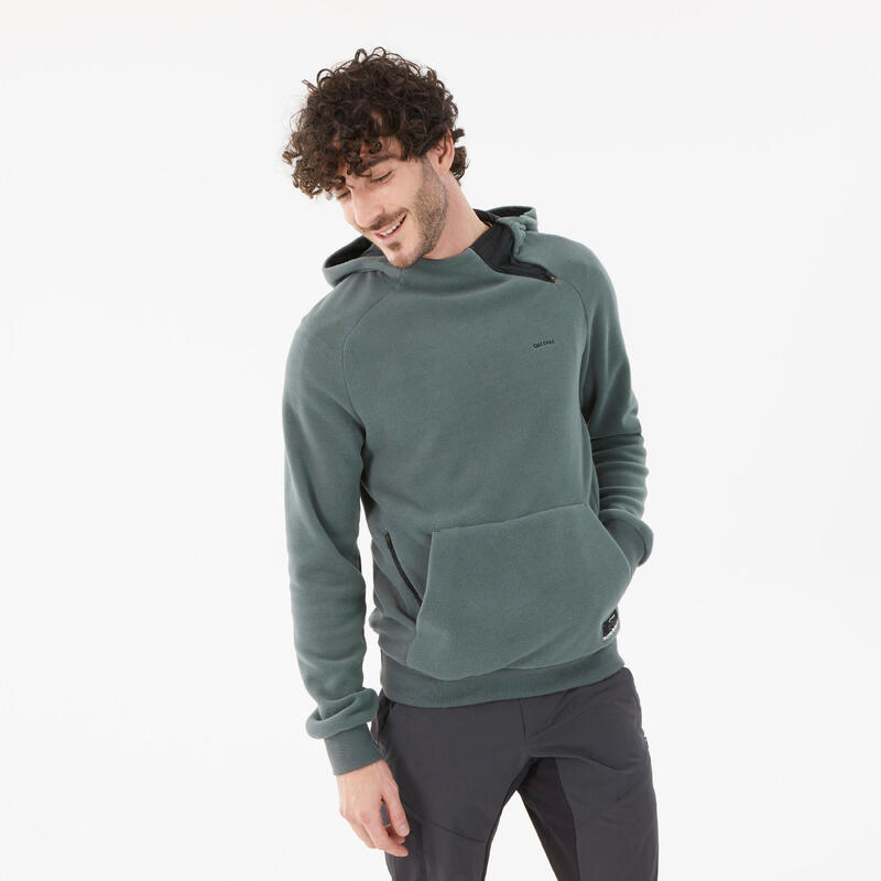 Fleecepullover Herren Hoodie Bergwandern - MH100 grün