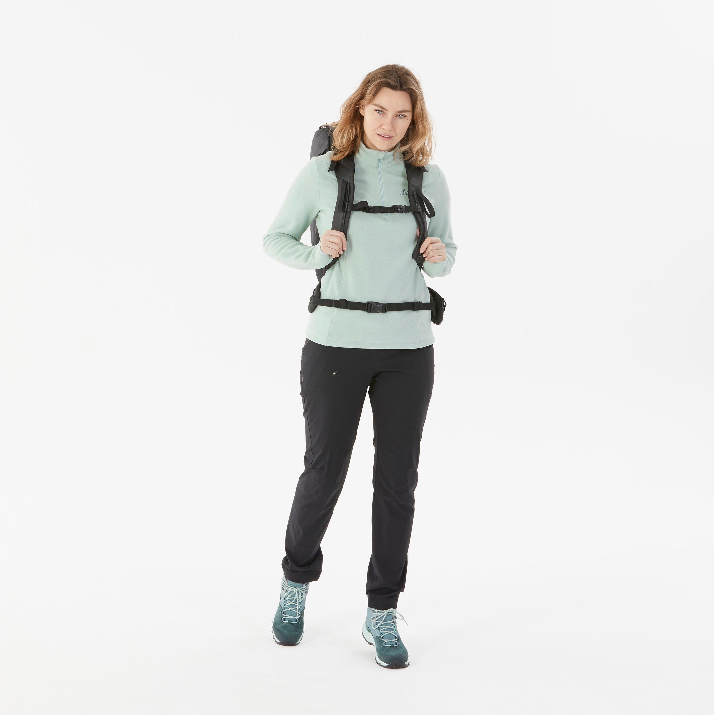 Women’s mountain hiking fleece jacket, MH100 - Turquoise