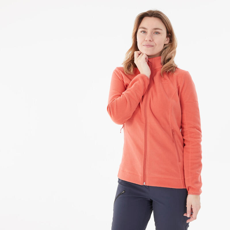 Fleece jas voor wandelen dames mh100 oranje