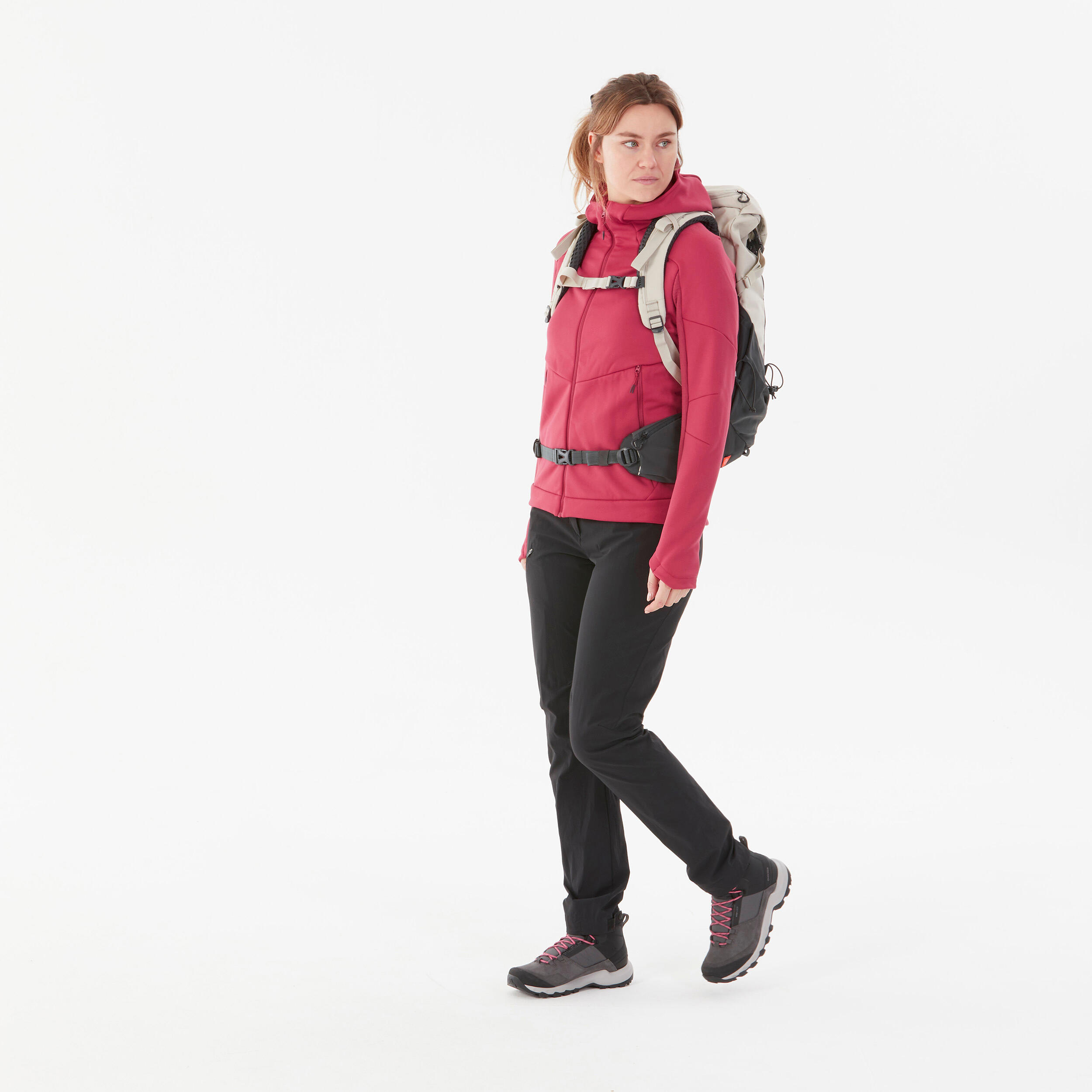 Women’s Hiking Fleece Jacket - MH520 Hood 2/8