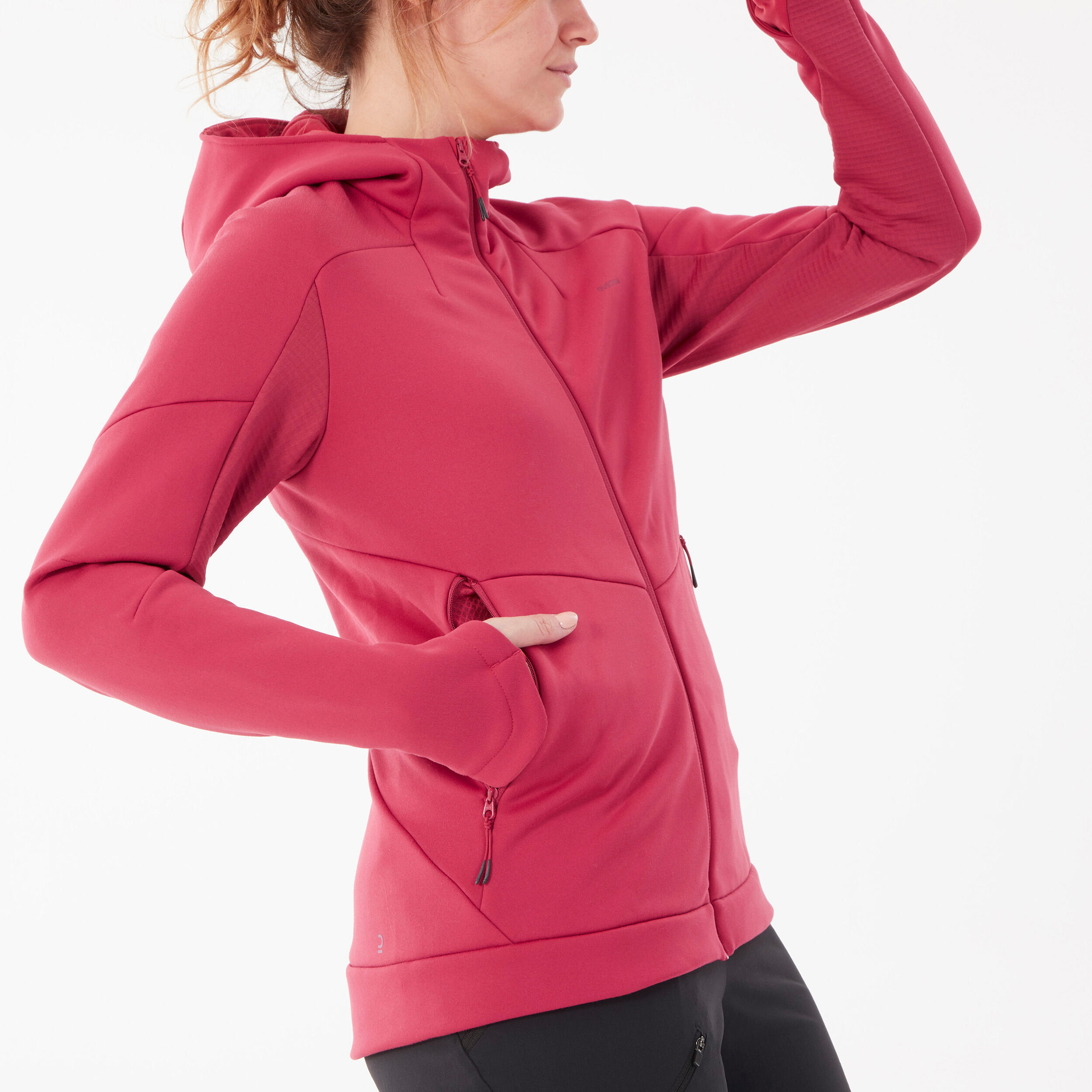 Women’s Hiking Fleece Jacket - MH520 Hood 5/8