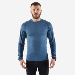 CAMISETA MANGA LARGA RUNNING KIPRUN RUN 500 HOMBRE AZUL PIZARRA