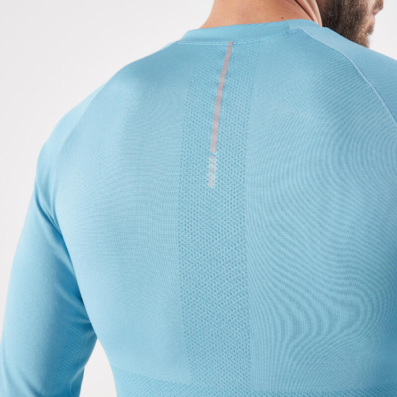 Laufshirt langarm Herren atmungsaktiv - blau/grün 