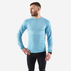 Camiseta de running manga larga Hombre - KIPRUN Run 500 Sin costuras azul claro 