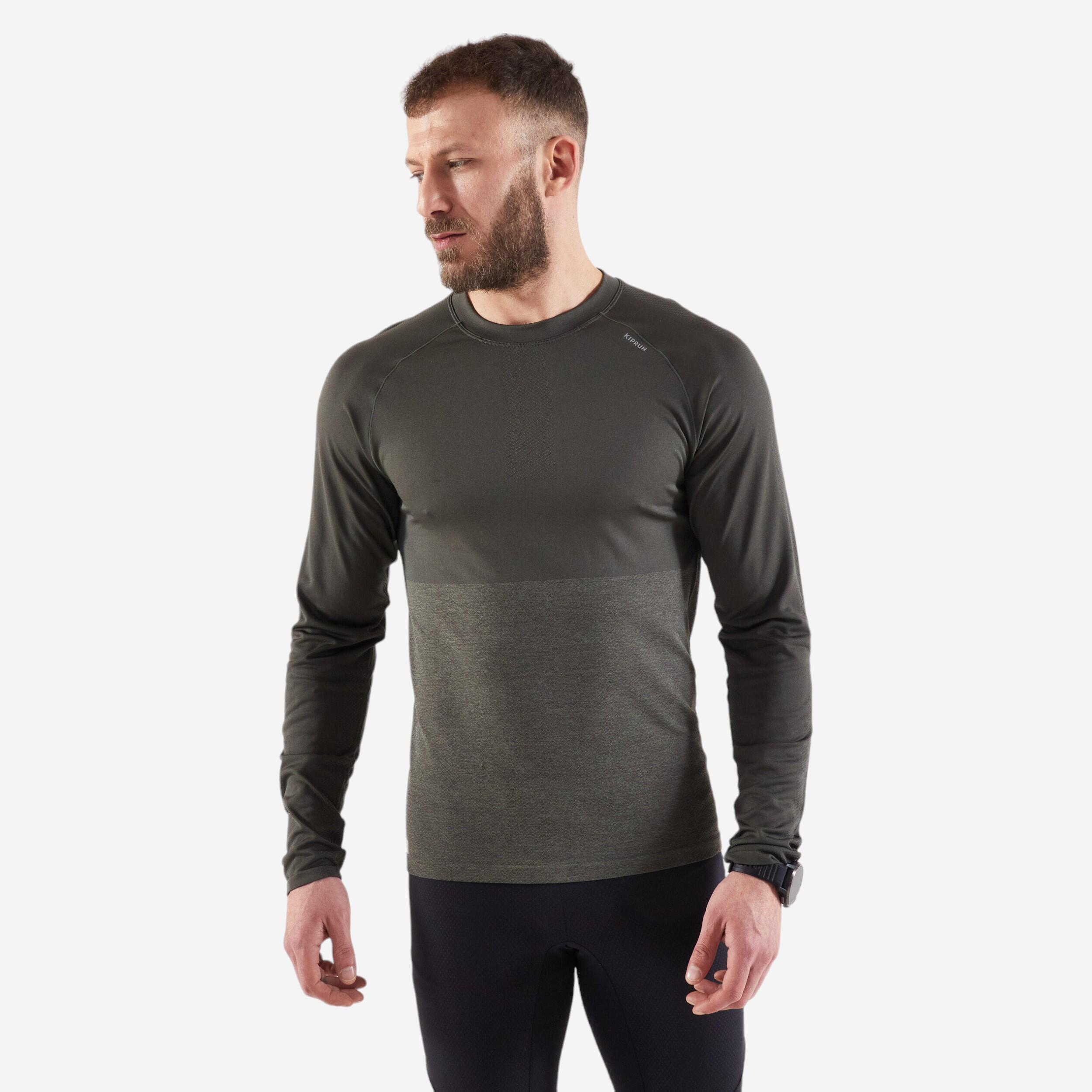 MEN'S KIPRUN CARE BREATHABLE LONG-SLEEVED RUNNING T-SHIRT - KHAKI 1/6