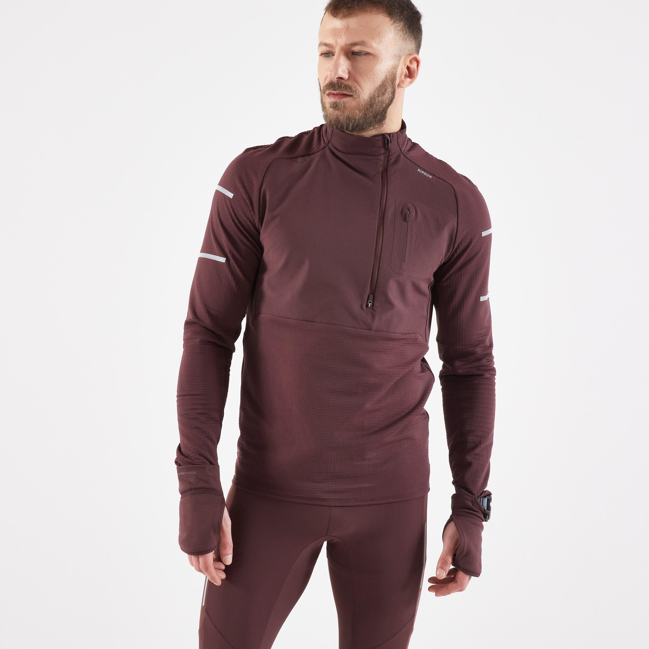 Bluza Alergare Kiprun Warm Regul Bordo Barbati