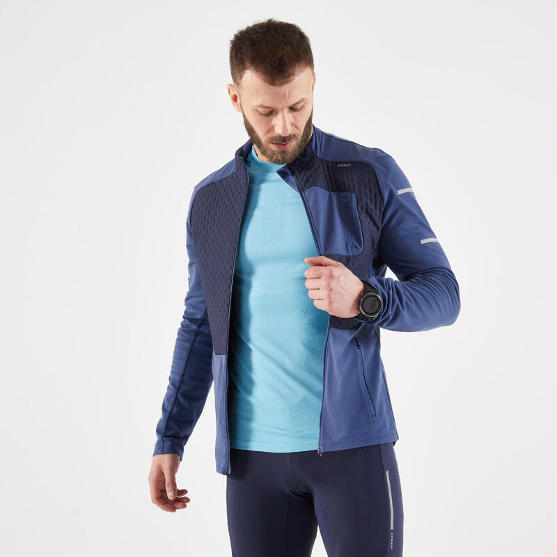 CHAQUETA CÁLIDA RUNNING INVIERNO HOMBRE - KIPRUN WARM AZUL PIZARRA 