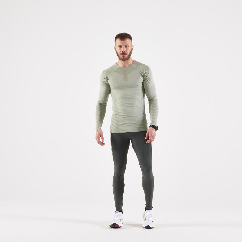 MEN'S LONG-SLEEVED WINTER RUNNING T-SHIRT - KHAKI