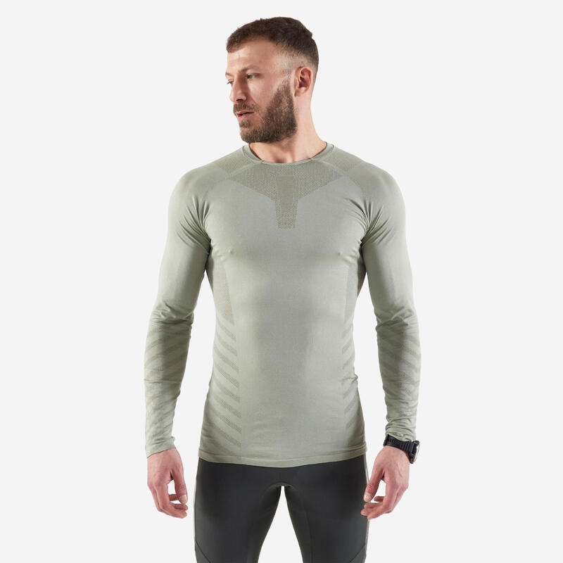 Maglia manica lunga running uomo ENDURANCE SKIN verde militare