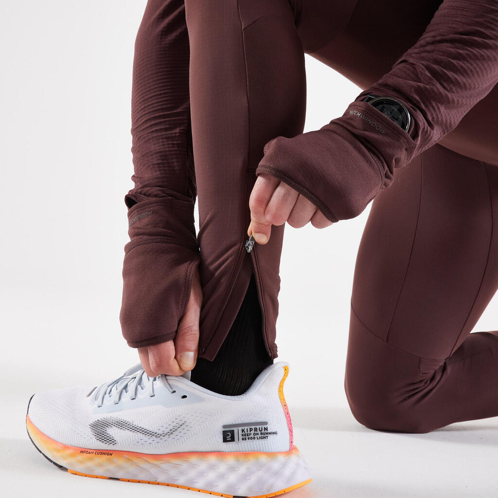 MEN'S WARM RUNNING TIGHTS - BURGUNDY