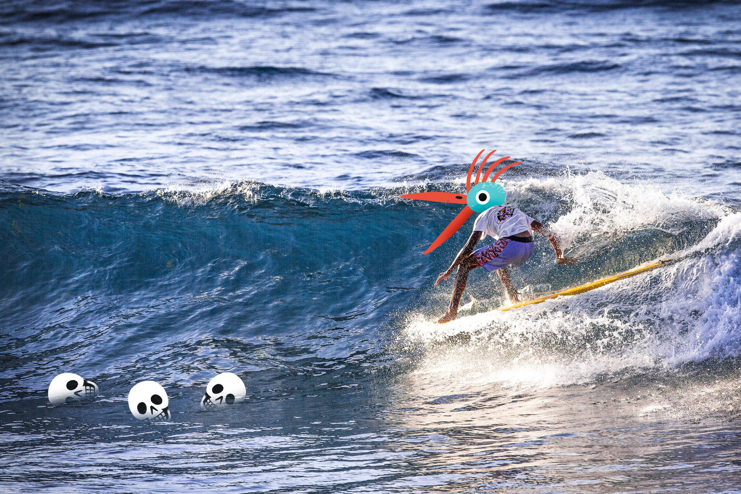Chico surfeando con tabla Olaian