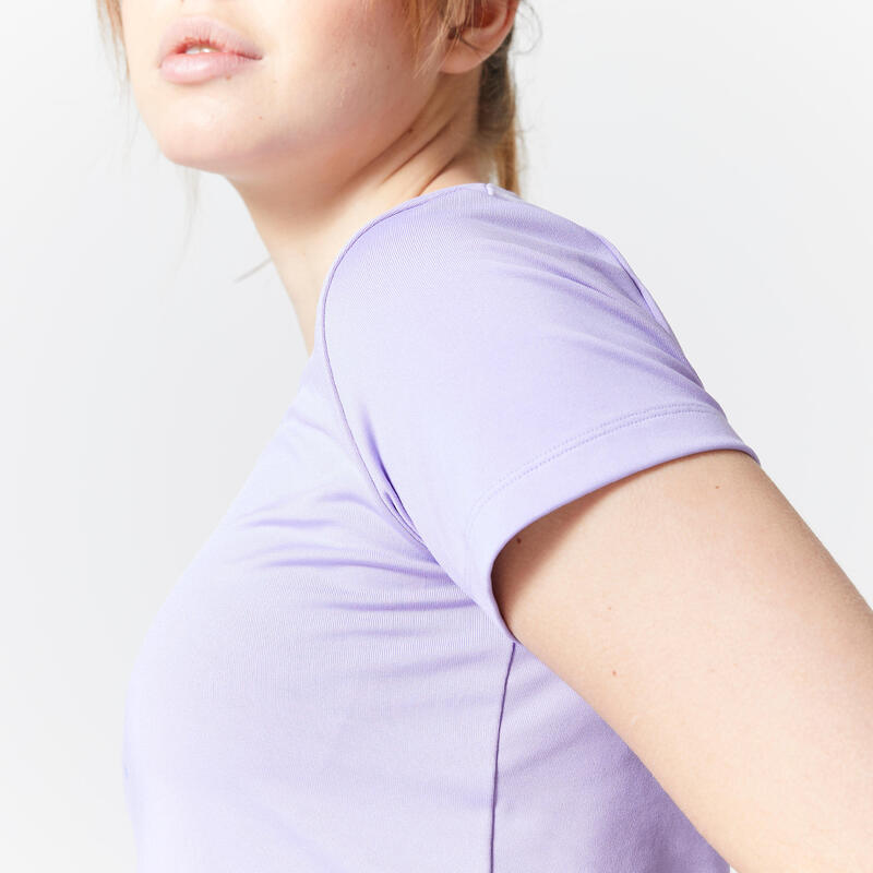 T-Shirt crop top fitness cardio Femme Violet