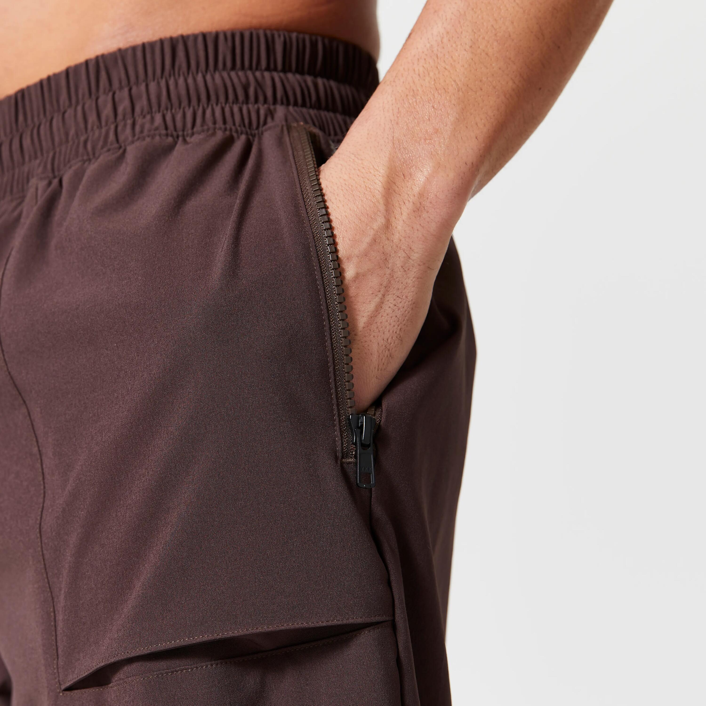 Men Gym Trackpant Convertible, Jog Fit, Quick Dry, Zip Pockets, 500 - Brown -  5