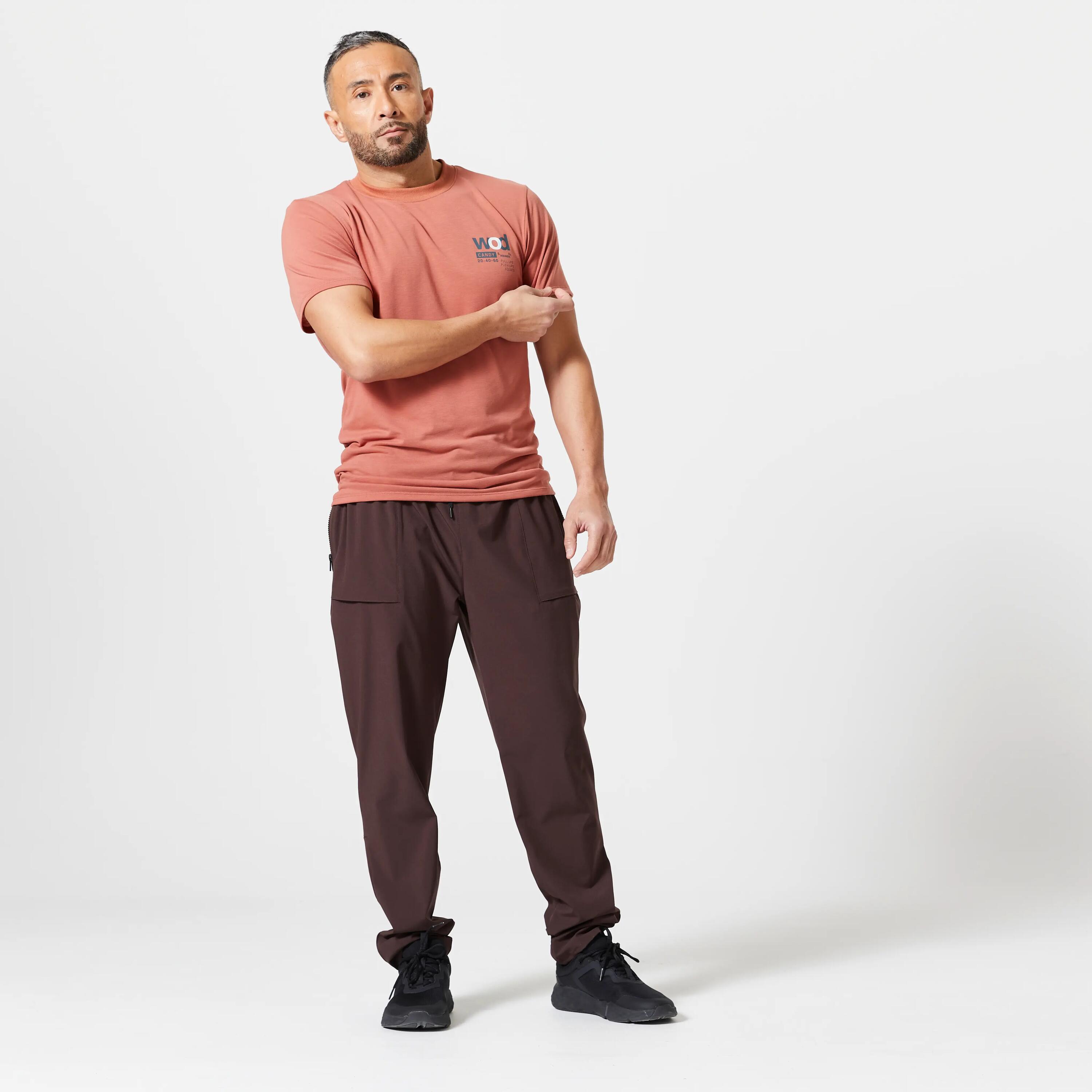 Men Gym Trackpant Convertible, Jog Fit, Quick Dry, Zip Pockets, 500 - Brown -  3