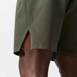 Men's Breathable Performance Cross Training Shorts with Zipped Pockets - Khaki