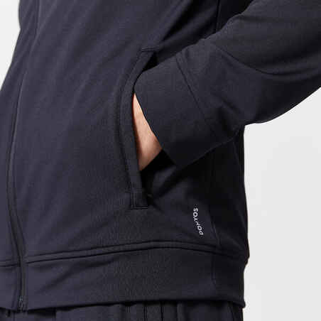 Men's Breathable Slim-Fit Zipped Fitness Tracksuit - Black