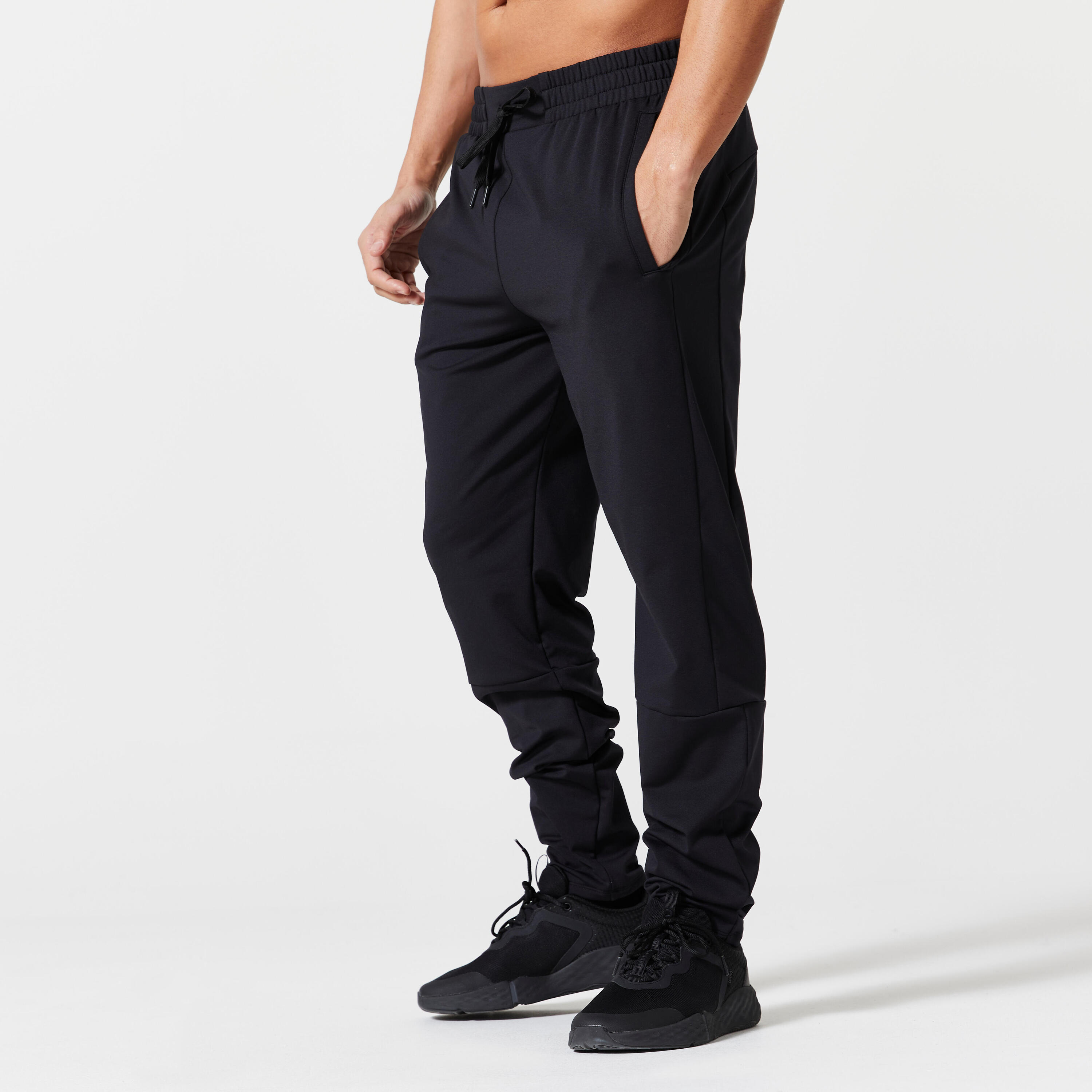 Men's Breathable Slim-Fit Zipped Fitness Tracksuit - Black 3/7
